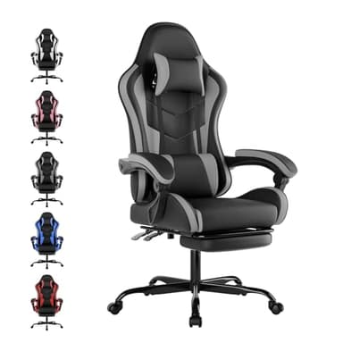 WOTSTA Gaming Stuhl mit Lendenwirbelstütze Höhenverstellbarer Gaming Sessel